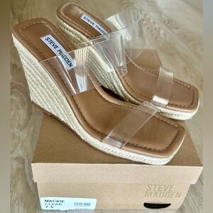 Steve Madden Clear Espadrille wedge sandals 7.5 NIB
